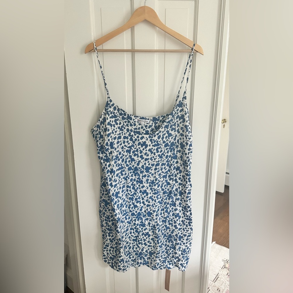 Reformation New Ventura Mini Sleeveless Slip Dress in Rainey Blue White NWT 2X